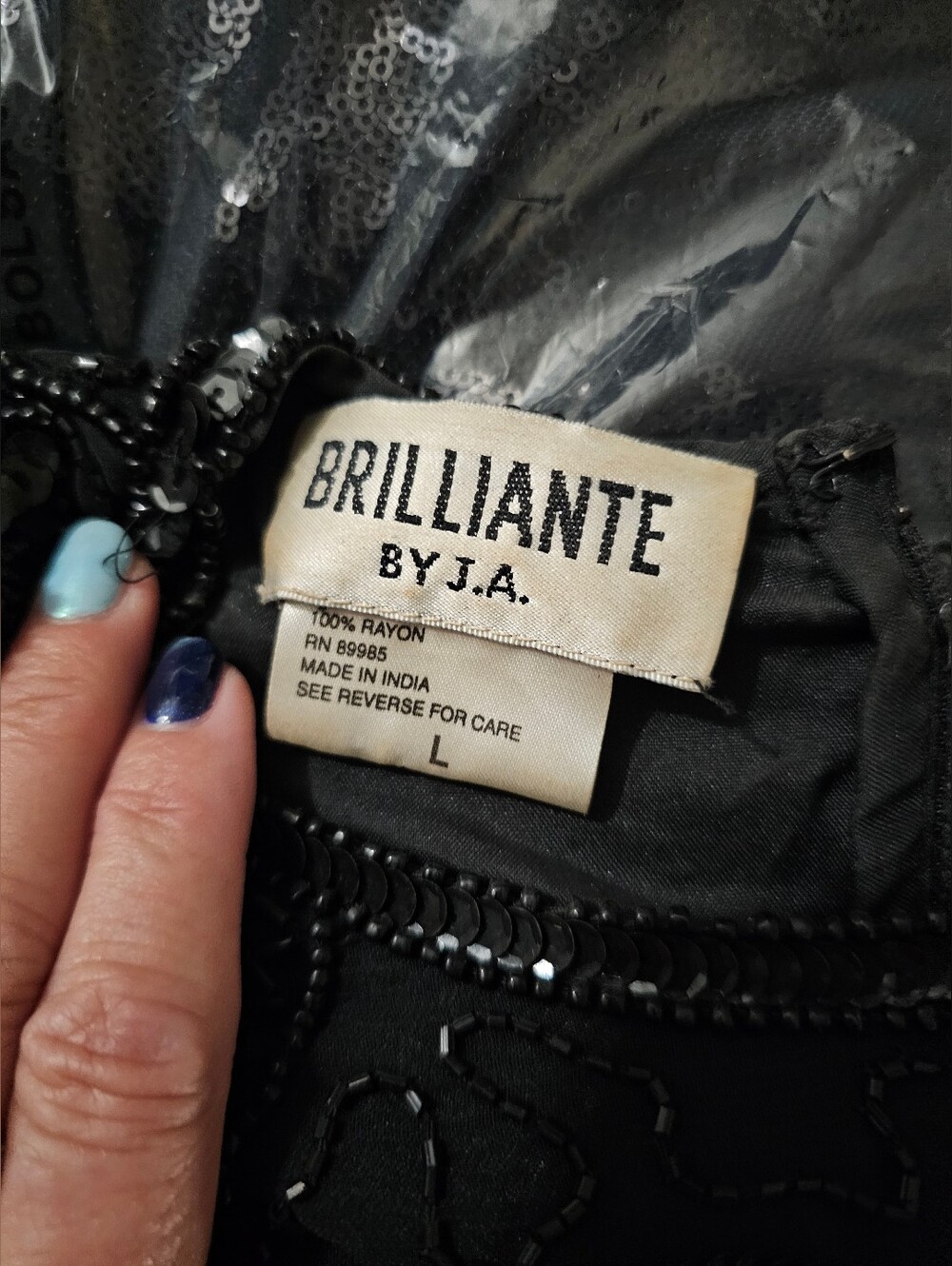 💜 Vintage Brilliante by JA Black Beaded Formal Mother Of The Groom Dress Large - Picture 7 of 7